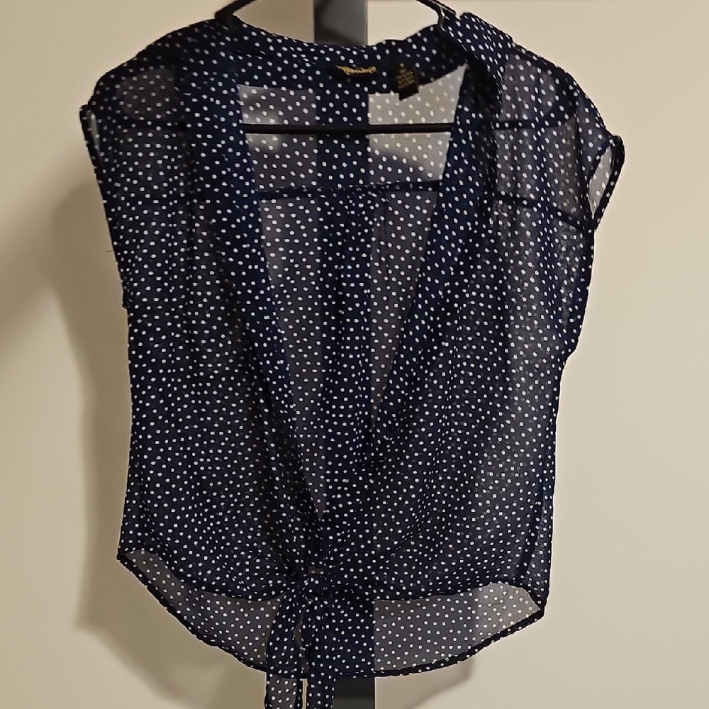 Elegant Navy Polka Dot Blouse